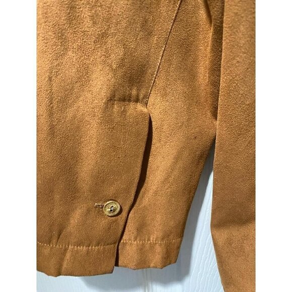 Defense D'Afficher Brown Button Down Top Blouse Shirt Suede France Size 5 - Picture 6 of 11